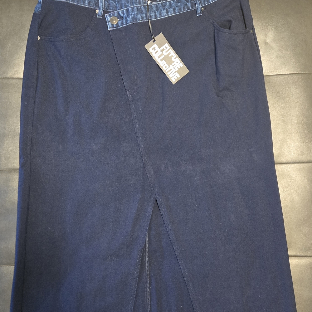 Future Collective Denim Trim Skirt